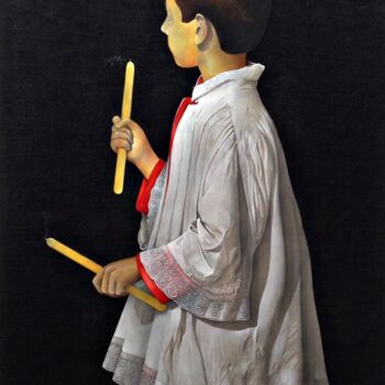 Painting titled "Monaguillo" by Jesús Meco, Original Artwork, Oil Mounted on artwork_cat.