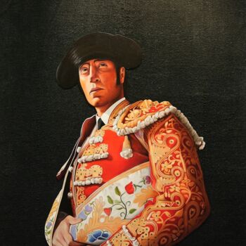 Painting titled "Torero" by Jesús Meco, Original Artwork, Oil Mounted on artwork_cat.