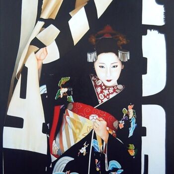 Malerei mit dem Titel "Maiko 02" von Jesús Meco, Original-Kunstwerk, Öl Auf artwork_cat. montiert