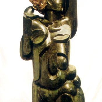 Sculpture titled "Mujer con Flor" by Jesús (Xuxo) Vazquez, Original Artwork, Bronze