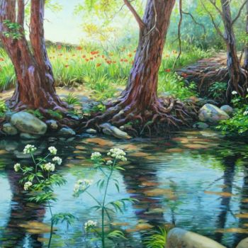 Painting titled "Arroyo en Valdeasca…" by Jesús Fernández, Original Artwork, Oil