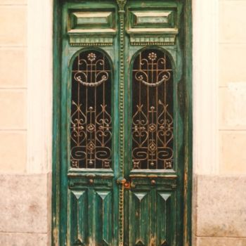 Schilderij getiteld "Puerta verde" door Jesús Fernández, Origineel Kunstwerk, Olie