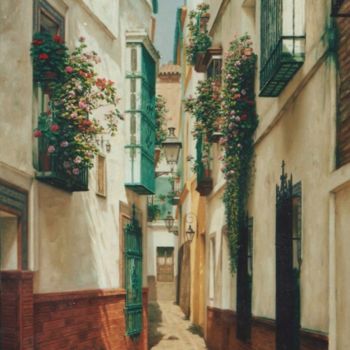 Pintura intitulada "Calle de la Pimienta" por Jesús Fernández, Obras de arte originais, Óleo