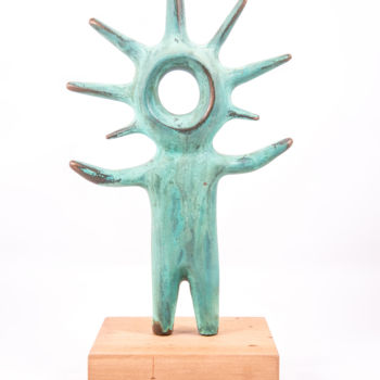 Sculpture titled "Llama Sheperd" by Jesus Valencia, Original Artwork, Bronze