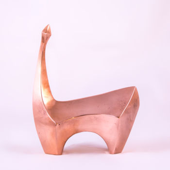 Sculpture titled "Large Cubic Copper…" by Jesus Valencia, Original Artwork, Bronze