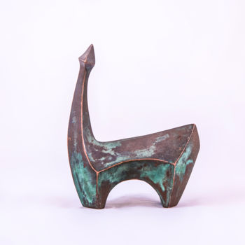 Sculptuur getiteld "Large Cubic Green L…" door Jesus Valencia, Origineel Kunstwerk, Bronzen