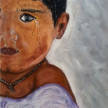 Peinture intitulée "Baby crying" par J. Sherri, Œuvre d'art originale, Acrylique