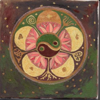 Painting titled "Mandala for happy e…" by Jevamk, Original Artwork