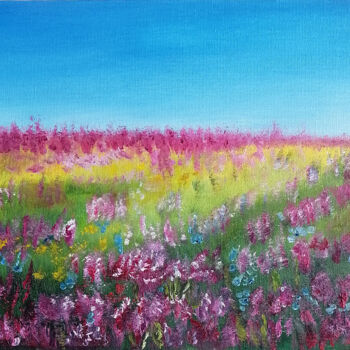 Painting titled "Field flowers" by Jevika, Original Artwork, Oil