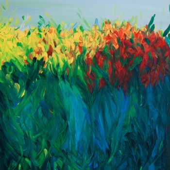 Peinture intitulée "BED OF FLOWERS" par Jezel, Œuvre d'art originale, Huile