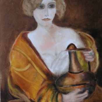 Painting titled "FEMME A LA CARAFE" by Jacqueline Faucil, Original Artwork