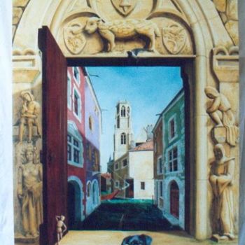 Peinture intitulée "Jeu à St Gengoult" par Jean-François Brivois, Œuvre d'art originale, Huile