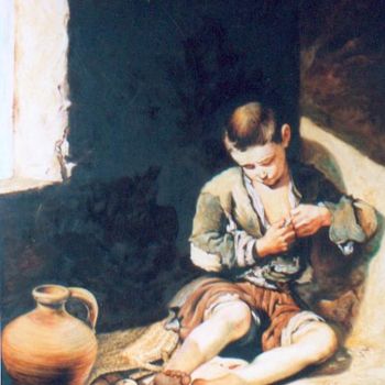 Painting titled "Le jeune mendiant d…" by Jean-François Brivois, Original Artwork, Oil