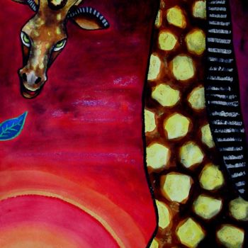 Pittura intitolato "Girafe Ghanibienne.…" da Jf C20, Opera d'arte originale, Inchiostro