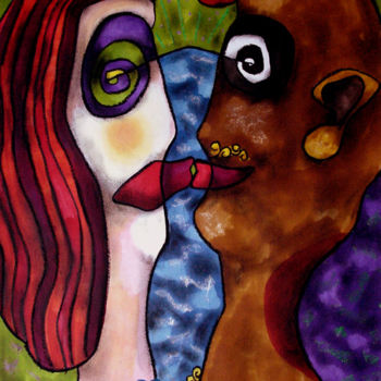 "Le baiser amoureux.…" başlıklı Tablo Jf C20 tarafından, Orijinal sanat, Mürekkep
