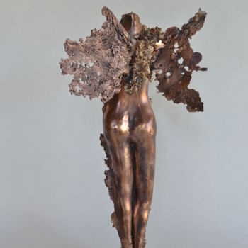 Sculpture titled "Woman angel" by Jean-François Lemaire, Original Artwork, Metals