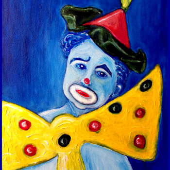 Painting titled "Le clown triste" by Jfl, Original Artwork, Acrylic