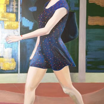 Peinture intitulée "La belle en bleu" par Jean François Consoli (Lejef), Œuvre d'art originale, Acrylique