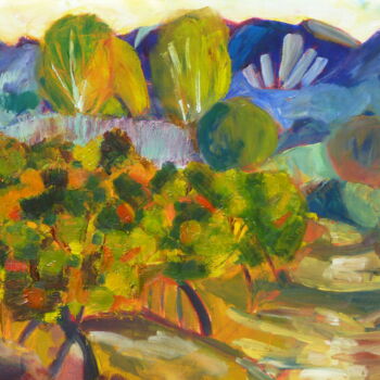 Painting titled "Les Vignes" by Jgrimo, Original Artwork, Oil Mounted on Wood Stretcher frame