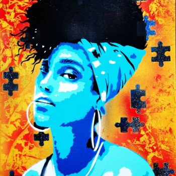 Schilderij getiteld "Alicia Keys" door Jgsprayart®, Origineel Kunstwerk, Graffiti