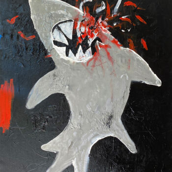 Painting titled "Hungry shark" by Jhoan Roa, Original Artwork, Acrylic