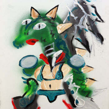 Painting titled "Bikini Dragon" by Jhoan Roa, Original Artwork, Acrylic