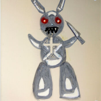 Ζωγραφική με τίτλο "Bad Rabbit" από Jhoan Roa, Αυθεντικά έργα τέχνης, Ακρυλικό