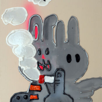 Pintura intitulada "Two rabbits talking" por Jhoan Roa, Obras de arte originais, Acrílico