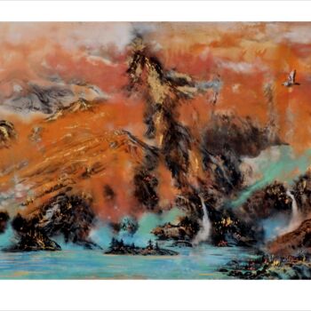 Pittura intitolato "太阳谷（Sun Vally）" da Jia Shun Jiashun Huo Huo, Opera d'arte originale, Inchiostro