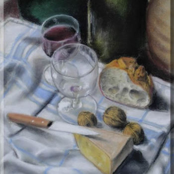 Painting titled "Pause casse croûte" by Jiab, Original Artwork, Oil