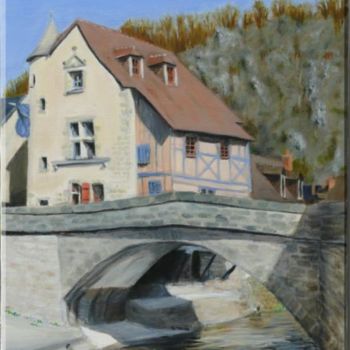 Painting titled "Le pont de la Terra…" by Jiab, Original Artwork, Oil