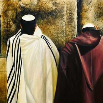 Painting titled "Jérusalem" by Ji Aime Art, Original Artwork, Acrylic Mounted on Wood Stretcher frame