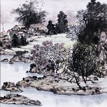 Peinture intitulée "Works No.45：Mountai…" par Lianxiang Jiang Jiang Lian Xiang, Œuvre d'art originale, Pigments