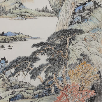 Painting titled "Works No.57：Mountai…" by Lianxiang Jiang Jiang Lian Xiang, Original Artwork, Pigments