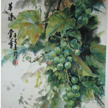 Painting titled "华清赏香" by Zhen Jiang, Original Artwork, Watercolor