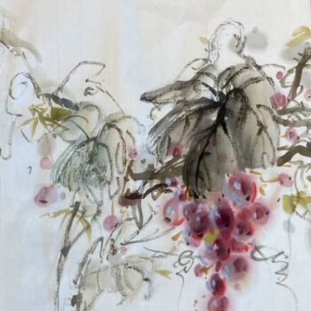 Painting titled "Graps" by Zhen Jiang, Original Artwork, Watercolor