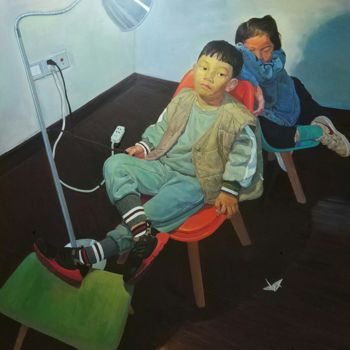 Painting titled "童年往事" by Jianxing Li, Original Artwork, Acrylic