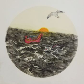 绘画 标题为“旭日” 由Jianxing Li, 原创艺术品, 水彩 安装在纸板上
