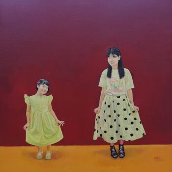 绘画 标题为“有波点的裙子” 由Jianxing Li, 原创艺术品, 丙烯 安装在木质担架架上