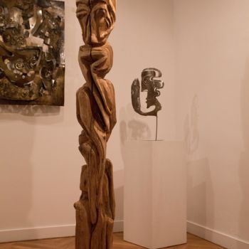 Sculpture intitulée "Totem songeur" par Jib, Œuvre d'art originale