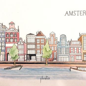 「AMSTERDAM」というタイトルの描画 Jibrationによって, オリジナルのアートワーク, 水彩画