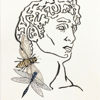 Drawing titled "DAVID 2" by Jibration, Original Artwork, Ink