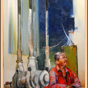 Painting titled "Mr Clark & cables" by Jicé, Original Artwork, Oil