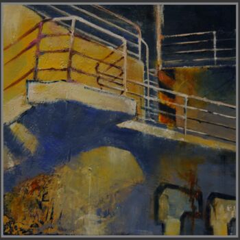 Malarstwo zatytułowany „Cargo de nuit” autorstwa Jicé, Oryginalna praca, Olej Zamontowany na Karton