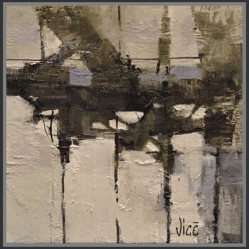Pittura intitolato "La ligne noire" da Jicé, Opera d'arte originale, Olio Montato su Cartone