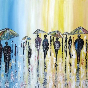 Pintura titulada "les parapluies" por Jicé, Obra de arte original, Oleo