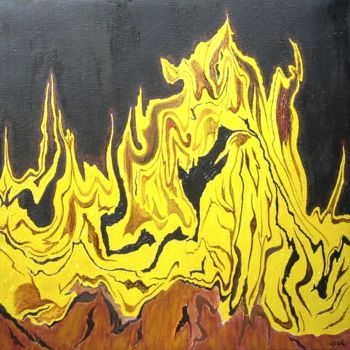 Painting titled "flammes" by Jicé, Original Artwork, Oil