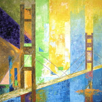 Painting titled "le pont" by Jicé, Original Artwork, Oil