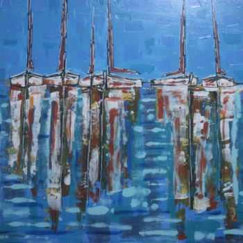 Schilderij getiteld "Vieux bateaux de pê…" door Bjc, Origineel Kunstwerk, Acryl