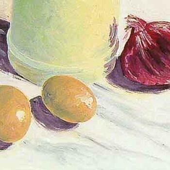 Schilderij getiteld "Two eggs" door Jiddje, Origineel Kunstwerk, Olie